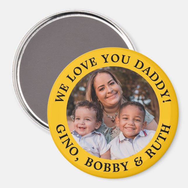 Yellow Simple Message Arched Text and Photo Magnet (Front/Back)