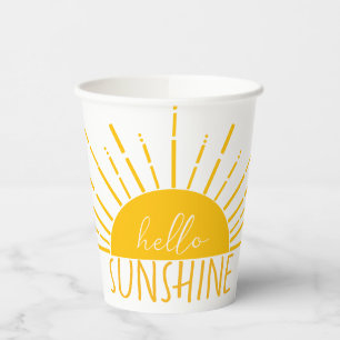 Yellow Simple Modern Hello Sunshine Paper Cups