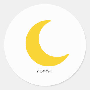 Yellow Simple Moon Round Sticker