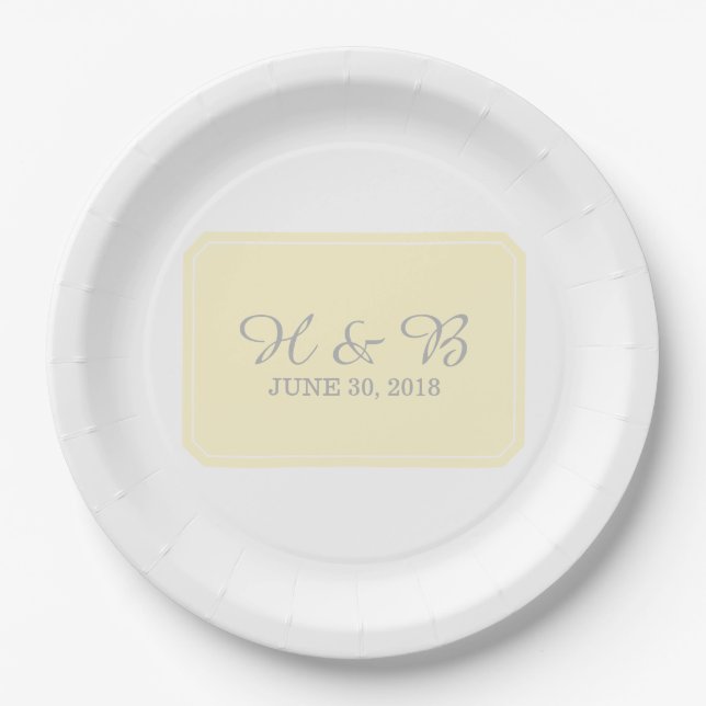 Yellow Simply Elegant Wedding Paper Plate (Front)