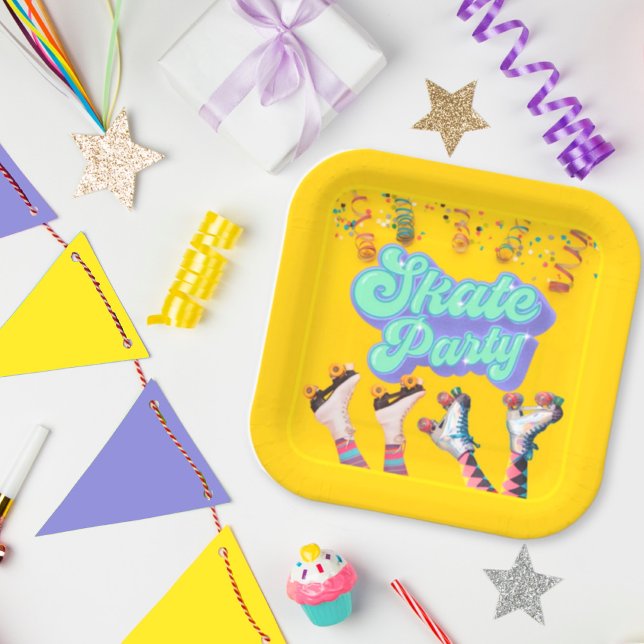 Yellow Skate Party Paper Plate (Creator Uploaded)