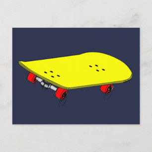 Yellow skateboard cool teen postcard