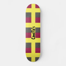 Yellow Skateboard Simulated Red Grey Glitter