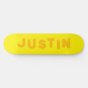 Yellow skateboard solid color personalized name