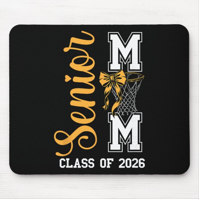Yellow Sketll Bow Senior Mum Cl Of 2026 Graduation Mouse Pad (Front)