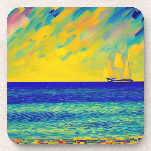 "Yellow Sky Race" Seascape Coaster (Front)