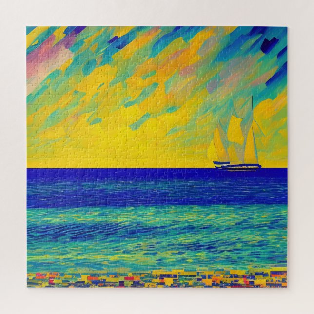 "Yellow Sky Race" Seascape Jigsaw Puzzle (Vertical)