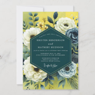 Yellow Slate Artistic Bloom Wedding Invitation