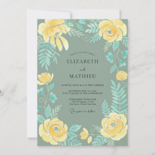 Yellow Slate Painted Wedding Invitation