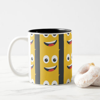 yellow smile face emoji Two-Tone coffee mug