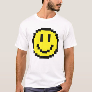 Yellow Smile Face Pixel Art Happy Smiling Face Gam T-Shirt