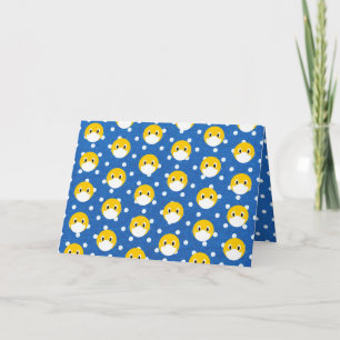 yellow smile face with medical mask birthday card