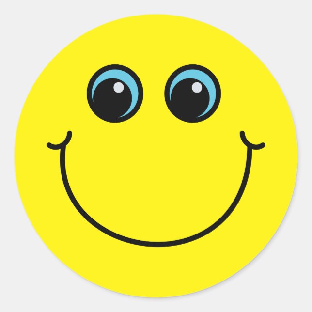 Yellow Smiling Emoji Face Classic Round Sticker (Front)