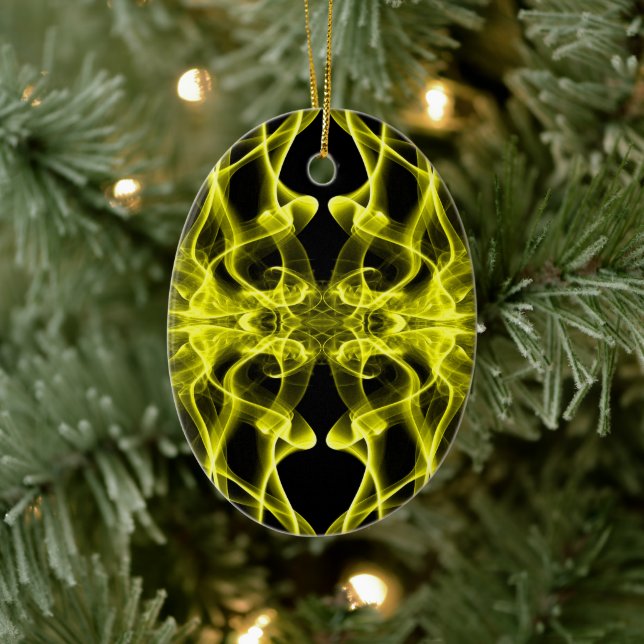 Yellow Smoke Symmetrical Minimalist Black Ceramic Tree Decoration (Tree)