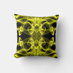 Yellow Smoke Symmetrical Minimalist Black Cushion