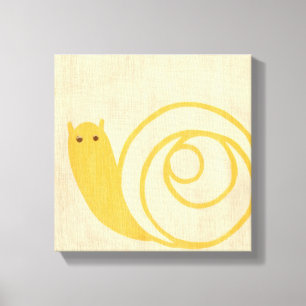 Yellow Snail on Cream Background Canvas Print