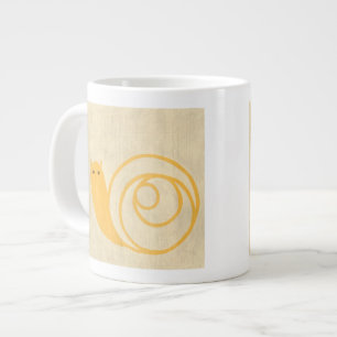 Yellow Snail on Cream Background Large Coffee Mug