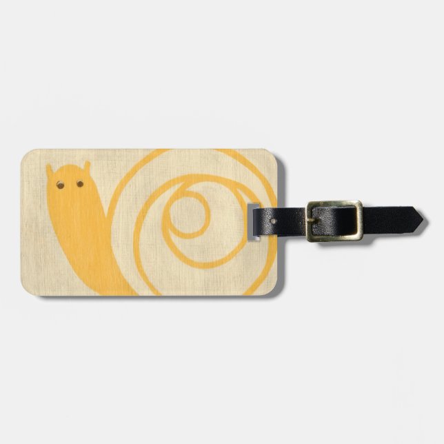 Yellow Snail on Cream Background Luggage Tag (Front Horizontal)