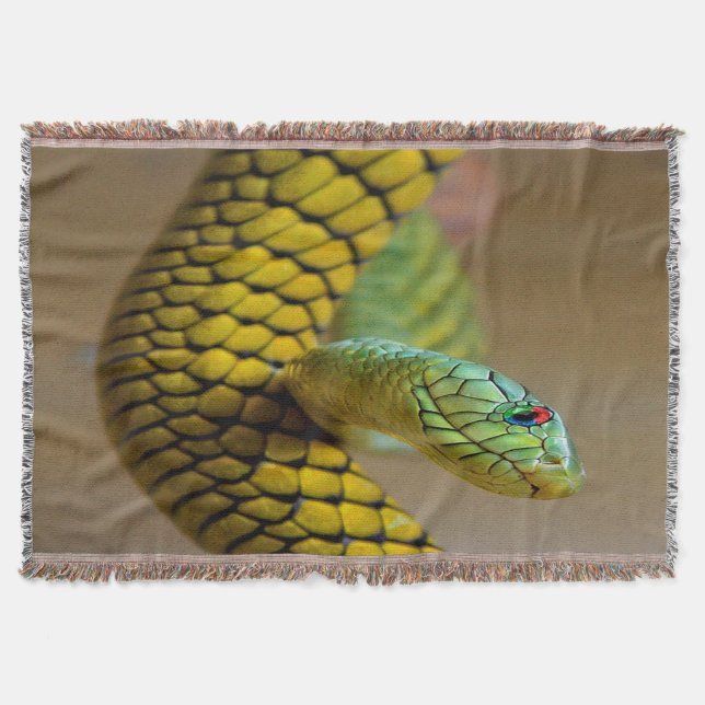 Yellow Snake Rainbow eyes Throw Blanket (Front)