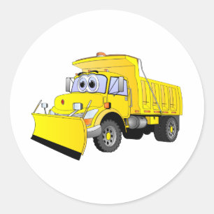 Yellow Snow Plough Cartoon Classic Round Sticker