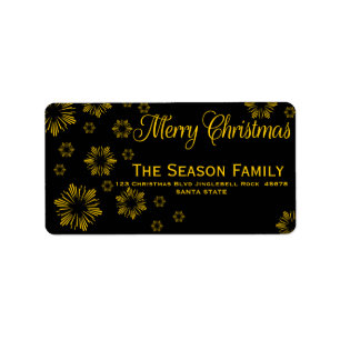yellow Snowflake Christmas  address label