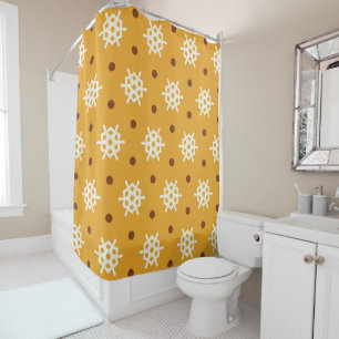 Yellow Snowflake Dots Shower Curtain