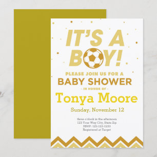 Yellow Soccer Baby Shower Invitation