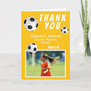 Yellow Soccer Football Ball Sports Coach  Thank You Card