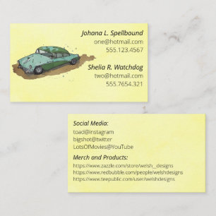 Yellow Social introduction calling card-sedan Business Card
