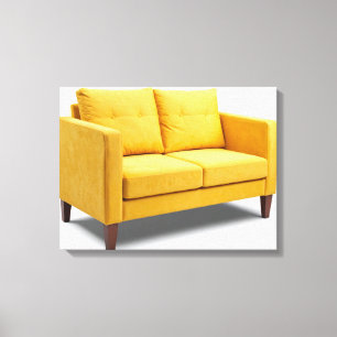 Yellow sofa canvas print