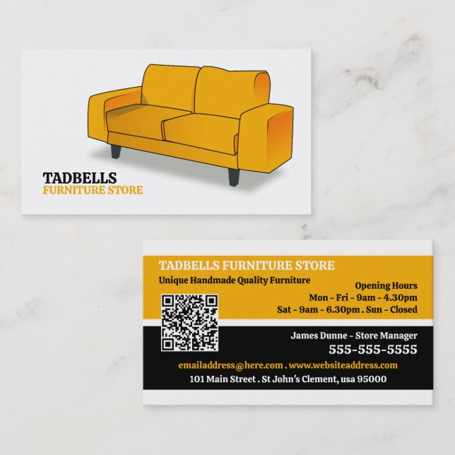 Yellow Sofa - Furniture Store Sales Business Card (Front/Back)