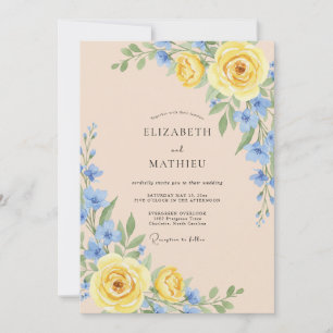 Yellow Soft Floral Romance Wedding Invitation