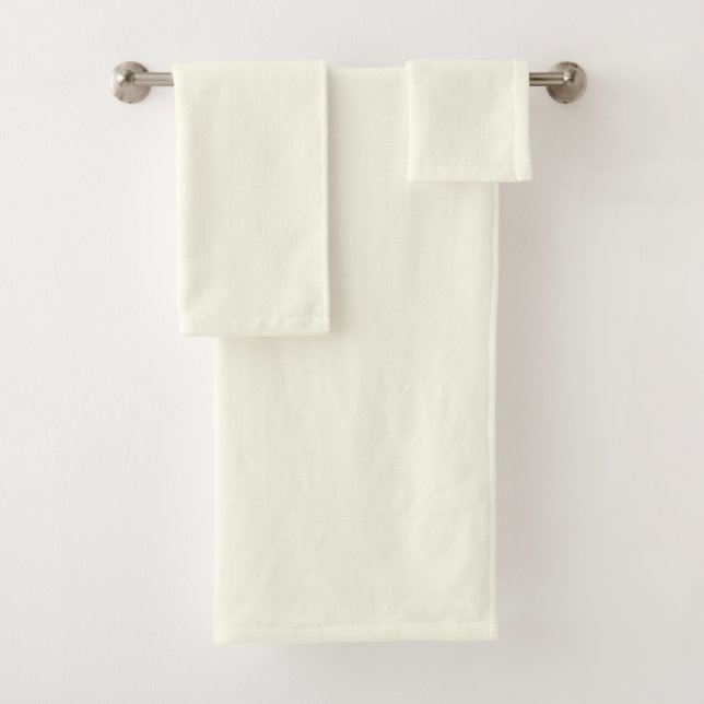 Yellow Soft Pale White Pastel Solid Colour Bath Towel Set (Insitu)