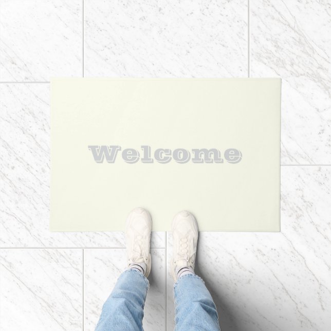 Yellow Soft Pale White Pastel Solid Colour Doormat (Indoor)