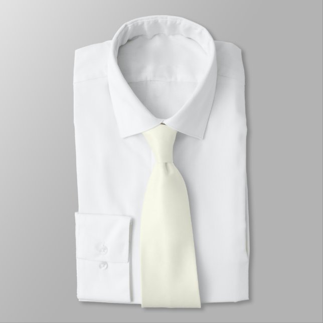 Yellow Soft Pale White Pastel Solid Colour Tie (Tied)
