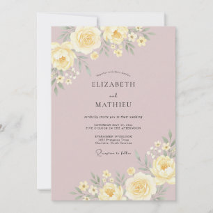 Yellow Soft Romance Wedding Invitation