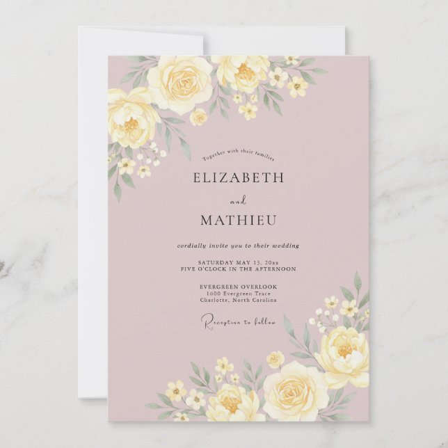 Yellow Soft Romance Wedding Invitation (Front)