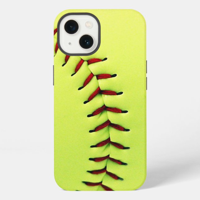 Yellow softball ball iPhone case (Back)