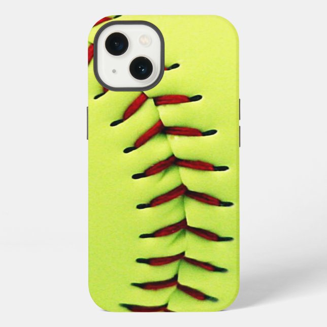 Yellow softball ball iPhone case (Back)