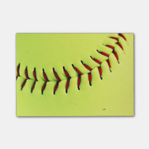 Yellow softball ball post-it notes