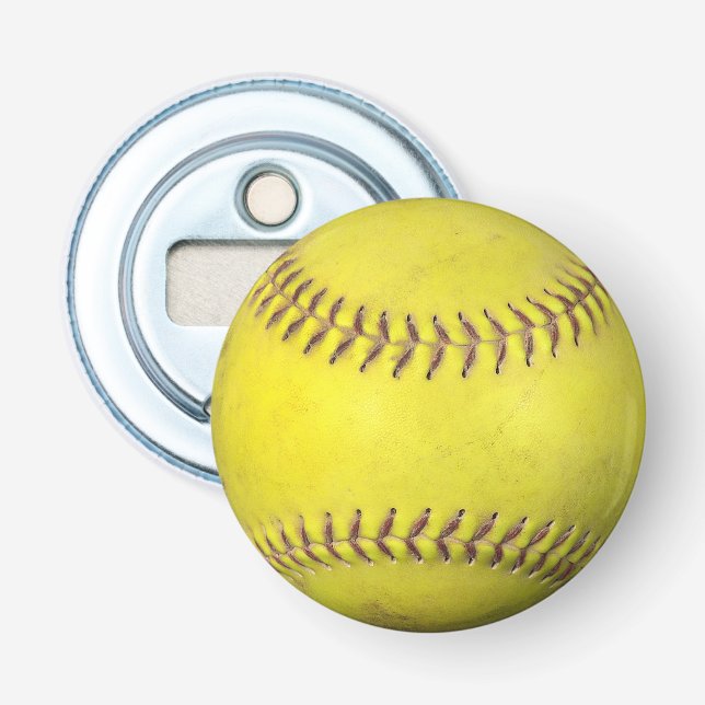 Yellow Softball Bottle Opener (Front)