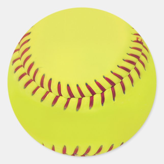 Yellow Softball Classic Round Sticker (Front)