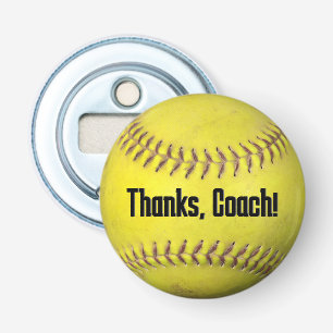 Yellow Softball for Coach Bottle Opener