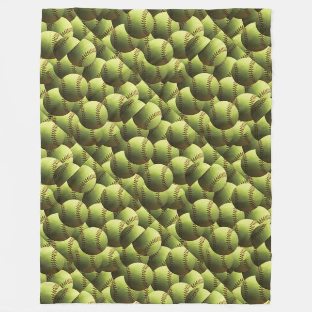Yellow Softball Multi Diamond Fleece Blanket (Front)