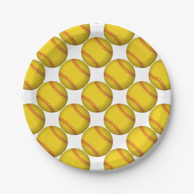 Yellow Softball Paper Plate (Front)