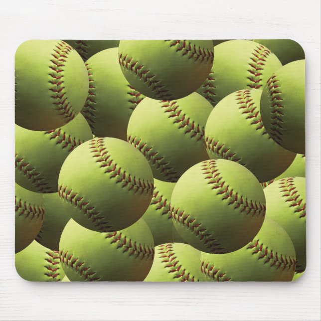 Yellow Softball Papered Mouse Pad (Front)