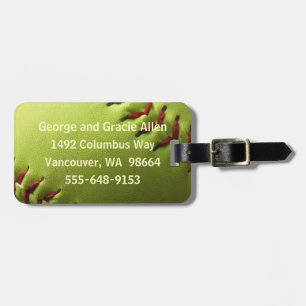 Yellow Softball Single Luggage Tag