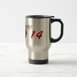 Yellow Softball Softball Mum with Number Travel Mug