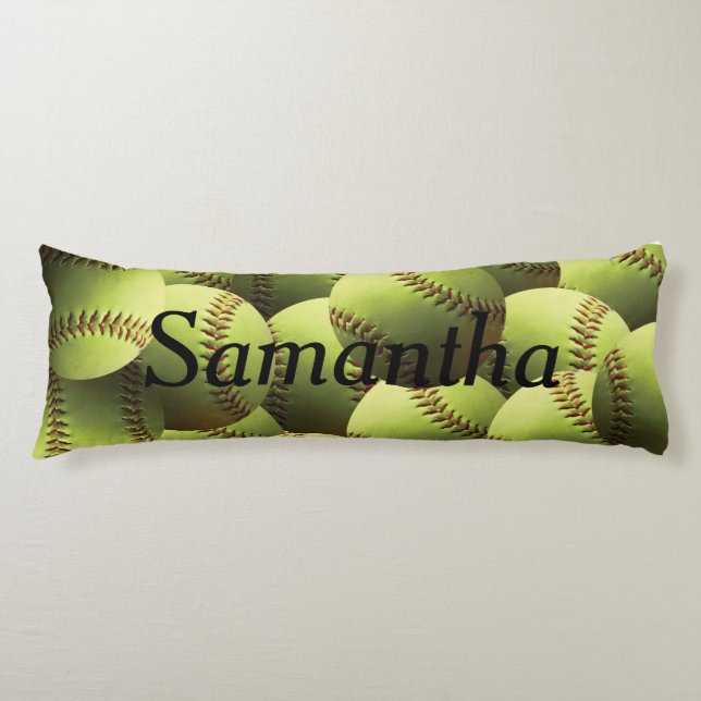 Yellow Softball Wallpaper Body Cushion (Front)