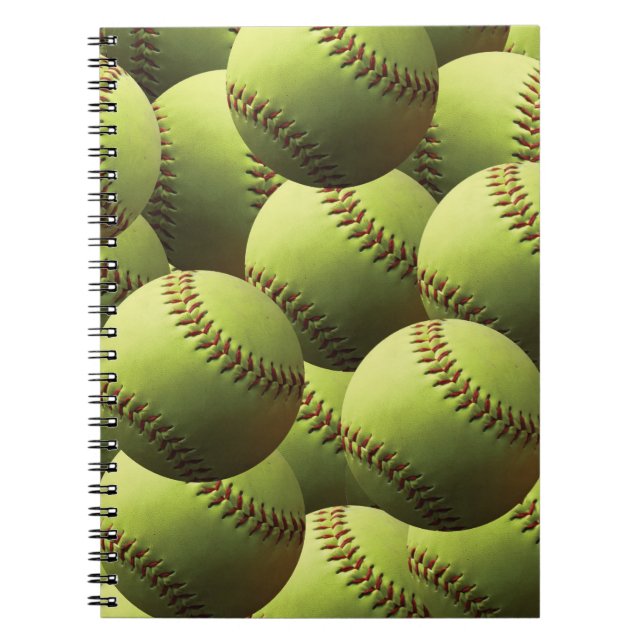 Yellow Softball Wallpaper Notebook (Front)